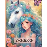Sketchbook for Girls: Cute Anime Manga Girl & Horse | Large Size Blank Sketchbook for Girls, Notebook for Writing, Doodling, Sketching, Drawing, 8.5 x 11in, 112 Pages (Kids Creative Sketchbook)