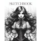 Sketchbook: Gothic Sketchbook for Girls and Women, Dark Academia Drawing Pad, Elegant Black and White Art Journal, Blank Sketchbook for Drawing, Doodling and Creative Expression, 8.5 x 11 Sketch Pad