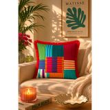 Skhome Çift Taraflı Dekoratif Enerjik & Salon Dekoru Saçaklı Kırlent Kılıfı 1Adet 43x43(SK-K55)