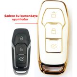 Skilit Samsun Oto Kilit Ford Fusion Edge Explorer Mustang Smart Anahtar Kumanda Kılıfı Oto Anahtarlık Beyaz
