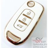 Skilit Samsun Oto Kilit Megane 4 Clio 5 Kadjar Captur Logan Sandero Duster Anahtar Kumanda Kılıfı Kabı Beyaz - Beyaz - Gold