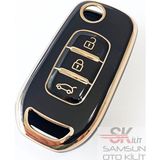 Skilit Samsun Oto Kilit Megane 4 Clio 5 Kadjar Captur Logan Sandero Duster Anahtar Kumanda Kılıfı Kabı Siyah - Siyah - Gold
