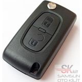 Skilit Samsun Oto Kilit Peugeot Partner 207 208 308 407 508 2 Tuşlu Kumanda Anahtar Kabı Pil Yataklı Logolu