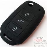 Skilit Samsun Oto Kilit Volkswagen Seat Skoda Uds Silikon Anahtar Kılıfı Kumanda Kılıfı Oto Anahtarlık - Siyah - Beyaz