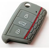 Skilit Samsun Oto Kilit Volkswagen Skoda Seat Mqb 2013+ Silikon Anahtar Kumanda Kılıfı - Gri - Kırmızı