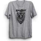 Skillet, Shiield, Rock Metal Müzik Grubu Baskılı %100 Pamuk Tişört - XS - Gri