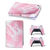 Skin Sticker for PS5 Digital Edition, Vinyl Decal Protective Wrap Cover for PS5 Digital Console and Controller (Pink White)