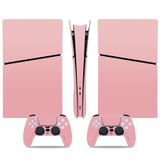 Skin Sticker for PS5 Slim Digital, Full Set Protective Vinyl Decal Cover Wrap for PS5 Slim Console and Controller (Pink)