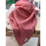 Skin Throw Somon-Krem I Diz Battaniyesi & Koltuk Şalı 125X190CM Çift Taraflı %100 Pamuk - Kırmızı