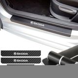 Skoda 4 Adet Karbon Kapı Eşiği Sticker