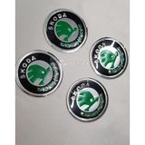 Skoda Alüminyum Yapıştırma Jant Göbeği Yeşil 4'lü 60mm (4)