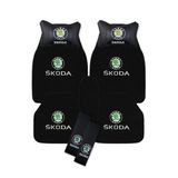 Skoda Araçlar İçin Oto Halı Paspas & Deri Seyahat Boyun Yastığı & Emniyet Kemer Pedi - Nakışlı Araç Konfor Seti