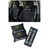 Skoda Araçlar İçin Seyahat Boyun Yastığı & Emniyet Kemer Kılıfı - Dijital Baskılı İkili Konfor Seti