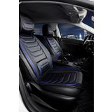 Skoda Forman 2+1 Parçalı Lüx Deri Oto Koltuk Kılıfı Ön Arka Takım Eagle SİYAH MAVİ