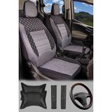 Skoda Forman, Felicia, Favorit, Octavia, Rapid, Fabia Uyumlu – Gofraj Desenli Spor Oto Koltuk Kılıfı Seti (Konfor Set Dahil) - Gri