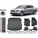 Skoda Octavia 2013 Model Bagaj Havuzu Araca Özel Siyah Ekstra Havuzlu Paspas Takımı