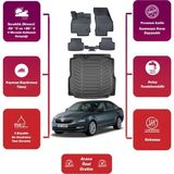 Skoda Octavia 2013 Model Bagaj Havuzu+4d Araca Özel Havuzlu Paspas Takımıı Maxii - Siyah