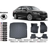 Skoda Octavia 2024 Model Bagaj Havuzu Araca Özel Siyah Extra Havuzlu Paspas Takımı