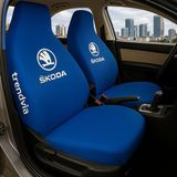 Skoda Ön ve Arka Oto Koltuk Kılıfı Penye Servis Kılıfı Seti - Mavi