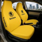 Skoda Ön ve Arka Oto Koltuk Kılıfı Penye Servis Kılıfı Seti - Sarı