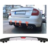 Skoda Rapid Uyumlu Body Kit Difüzör 4 Çıkış Gri Yuvarlak