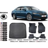 Skoda Super B 2018 Model Bagaj Havuzu Araca Özel Siyah Havuzlu Paspas Takımı Sett