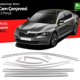Skoda Superb Krom Cam Çerçeve Seti 12 Prç 2015 Üzeri