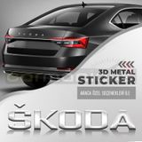 Skoda Yeni Tip Bagaj Yazısı Amblem 3D Sticker Beyaz (527218154)
