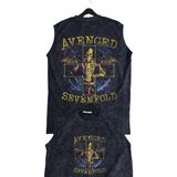 Skull Avenged Sevenfold Sırt Baskılı Yıkamalı Bisiklet Yaka Kolsuz Tişört - XS - Siyah