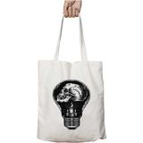 Skull Kuru Kafa Ampul Iki Tarafı Kalıcı Baskılı Yıkanabilir Okul Plaj Omuz Bez Çantası