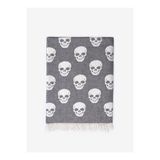 Skull Pamuk Koltuk Şalı Siyah 90x160