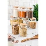 sky 9 lu set bambu kapaklı cam kavanoz & erzak saklama kabı 800 ml orta boy ( vakum kapak )