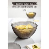 sky akrilik barok füme orta boy kare meyve & salata kasesi & karıştırma kabı / 1,5 lt (cam değildir)