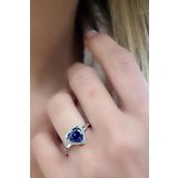 Sky Diamond purple Tanzanit ice cut 925ayar Gümüş Üzerine Altın Kaplama Kalp Yüzük