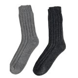 Sky Socks 2'li Alpaka Yün Örgülü Kışlık Kalın Gri-antrasit Çorap