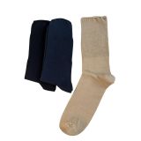 Sky Socks 3'lü Diyabetik Şeker Lastiksiz Dikişsiz Sıkmayan Bej-Siyah-Lacivert Soket Çorabı