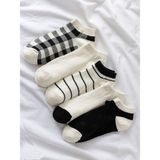 Sky Socks 5'li Çizgili Desenli Patik Ekonomik Paket Unisex Kısa Spor Sneakers Çorap - 6-Siyah - 36 - 42