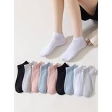 Sky Socks 5'li Düz Renkli Patik Ekonomik Paket Unisex Kısa Spor Sneakers Çorap - Pembe - Ekru - Gri - 36 - 42
