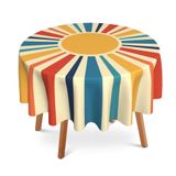 SKYDAWNY Yuvarlak Masa Örtüsü 152 cm, Retro Güneş Su Geçirmez Masa Örtüsü Kapak Isıya Dayanıklı Mutfak Yemek İç Mekan Dış Mekan Çiftlik Evi Dekoru için