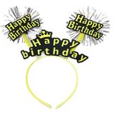 Skygo 22x19 cm Happy Birthday Püsküllü Neon Sarı Renk Doğum Günü Tacı