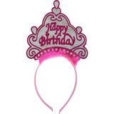 Skygo 24x15 cm Happy Birthday Neon Pembe Renk Doğum Günü Tacı