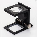 Skygo 28X28 mm Katlanır Sayaçlı Metal Lüp 2 LED Işıklı Büyüteç Tekstil TH-9005A - 1 Adet - Gri