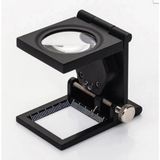 Skygo 28X28 mm Katlanır Sayaçlı Metal Lüp 2 LED Işıklı Büyüteç Tekstil TH-9005A - Çok Renkli - Standart - Düz