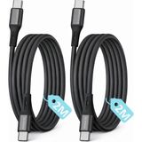 Skygo 2ADET x 2metre Type C-C Kablo Seti, 60WATT Pd Hızlı Şarj, iPhone 15/16/17 ve Andoid Için, Siyah/antrasit Metal, Remorax (2ADET x 2metre Siyah) - 1 GB - 00-Siyah - Beyaz - Option-1