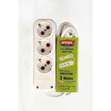 Skygo 3 Lü Topraklı 3 Metre Kablolu Grup Priz - Çok Renkli