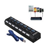 Skygo A5258 7 Portlu USB 3.0 Hub Anahtarlı Çoklayıcı Çoğaltıcı Switch - 1 GB - 00-Siyah - Beyaz - Option-1