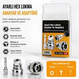 Skygo Ayarlı Hex Lokma Anahtar + Matkap Adaptörü (10-19MM 3/8" Inç) - Orjinal - Çok Renkli