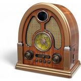 Skygo Bluetooth USB CD Kart Fm Sw Am Şarjlı Eskitme Nostaljik Tasarım Radyo Müzik Çalar - Kahverengi