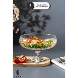 Skygo Elta Collection El Yapımı Ayaklı Gümüş Cam Salata Kasesi – Büyük Boy 22 Cm , Şık Sunum Ve Dekoratif Tasarım