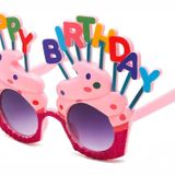 Skygo Happy Birthday Yazılı Pembe Fuşya Renk Parti Gözlüğü 12x7 cm